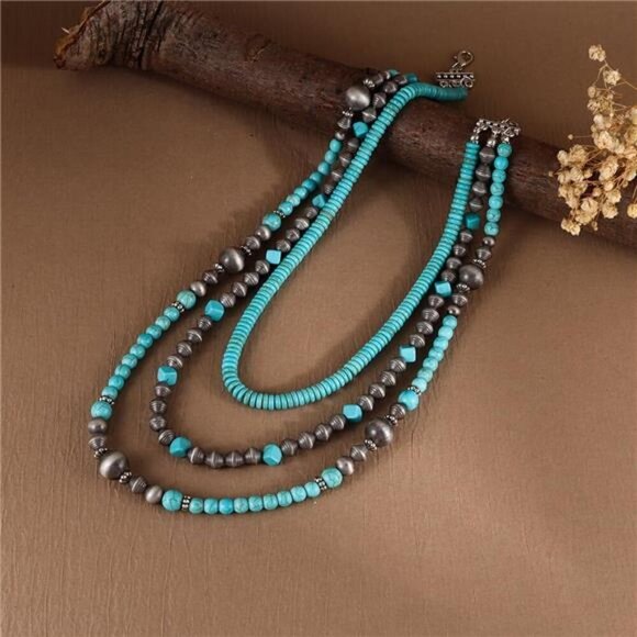 Bohemian Turquoise Jewelry Set – 12-Piece Western-Inspired Collection Cowgirl - Picture 6 of 7